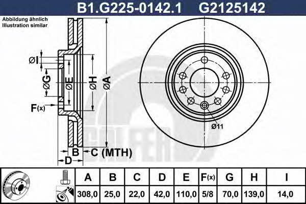 Galfer B1.G225-0142.1 Диск гальмівний передній вентильований B1G22501421: Приваблива ціна - Купити у Польщі на 2407.PL!