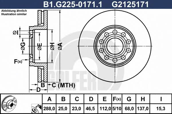 Galfer B1.G225-0171.1 Диск гальмівний передній вентильований B1G22501711: Приваблива ціна - Купити у Польщі на 2407.PL!