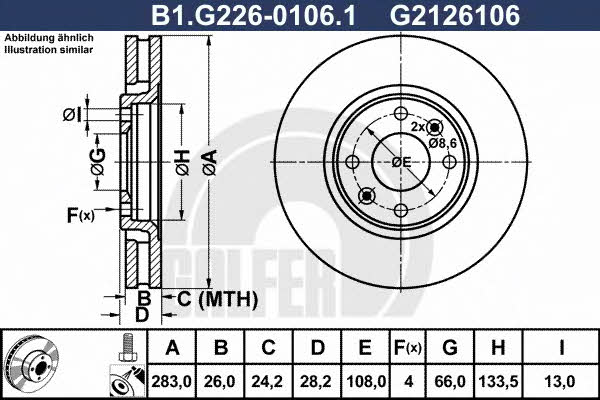 Galfer B1.G226-0106.1 Front brake disc ventilated B1G22601061: Buy near me in Poland at 2407.PL - Good price!