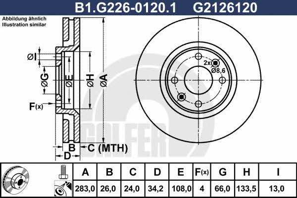 Galfer B1.G226-0120.1 Front brake disc ventilated B1G22601201: Buy near me in Poland at 2407.PL - Good price!