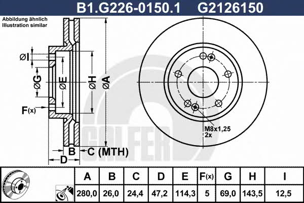 Galfer B1.G226-0150.1 Front brake disc ventilated B1G22601501: Buy near me in Poland at 2407.PL - Good price!