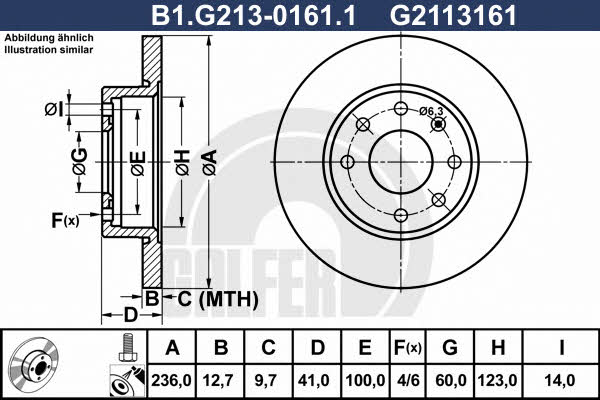 Galfer B1.G213-0161.1 Unventilated front brake disc B1G21301611: Buy near me in Poland at 2407.PL - Good price!