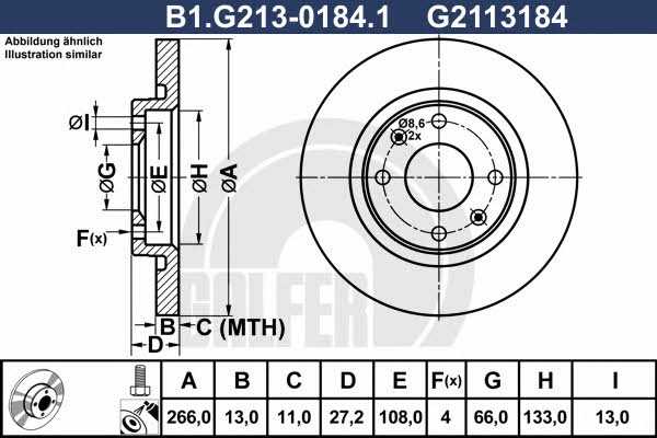 Galfer B1.G213-0184.1 Unventilated front brake disc B1G21301841: Buy near me in Poland at 2407.PL - Good price!