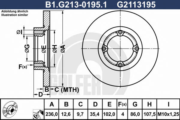 Galfer B1.G213-0195.1 Unventilated front brake disc B1G21301951: Buy near me in Poland at 2407.PL - Good price!
