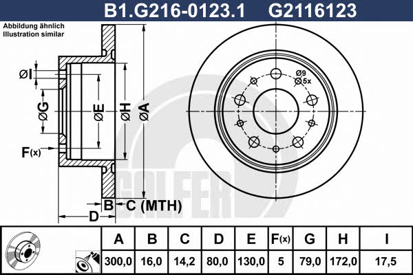 Galfer B1.G216-0123.1 Rear brake disc, non-ventilated B1G21601231: Buy near me in Poland at 2407.PL - Good price!