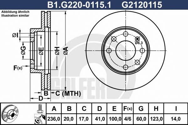 Galfer B1.G220-0115.1 Front brake disc ventilated B1G22001151: Buy near me in Poland at 2407.PL - Good price!