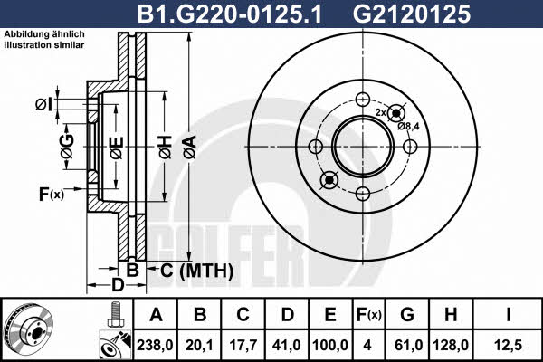Galfer B1.G220-0125.1 Front brake disc ventilated B1G22001251: Buy near me in Poland at 2407.PL - Good price!
