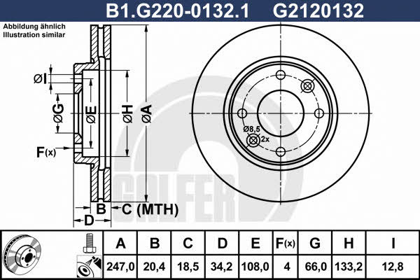 Galfer B1.G220-0132.1 Диск гальмівний передній вентильований B1G22001321: Приваблива ціна - Купити у Польщі на 2407.PL!