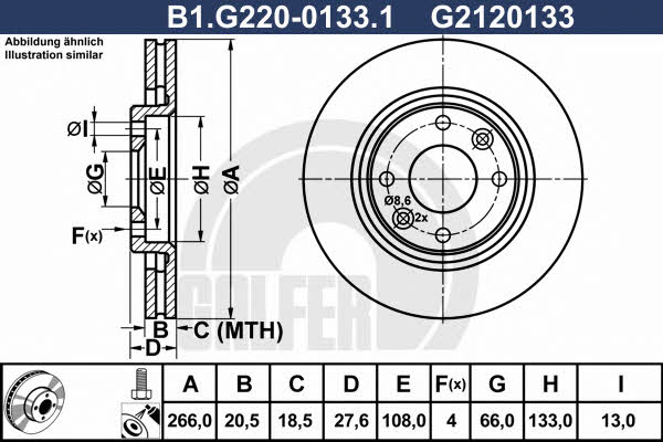 Galfer B1.G220-0133.1 Front brake disc ventilated B1G22001331: Buy near me in Poland at 2407.PL - Good price!