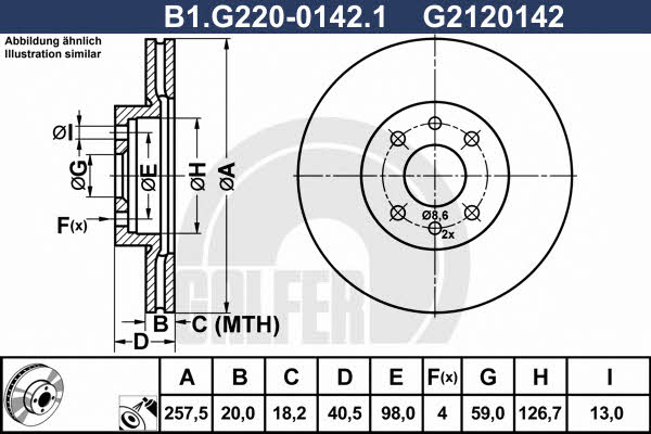 Galfer B1.G220-0142.1 Front brake disc ventilated B1G22001421: Buy near me in Poland at 2407.PL - Good price!