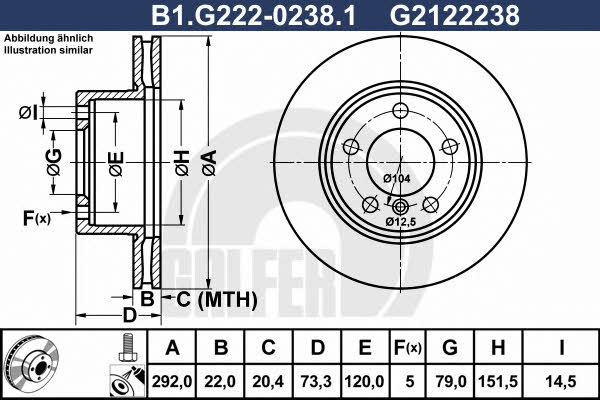 Galfer B1.G222-0238.1 Front brake disc ventilated B1G22202381: Buy near me at 2407.PL in Poland at an Affordable price!