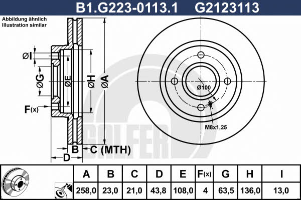 Galfer B1.G223-0113.1 Front brake disc ventilated B1G22301131: Buy near me in Poland at 2407.PL - Good price!