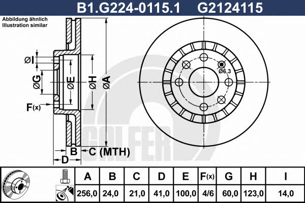 Galfer B1.G224-0115.1 Front brake disc ventilated B1G22401151: Buy near me in Poland at 2407.PL - Good price!