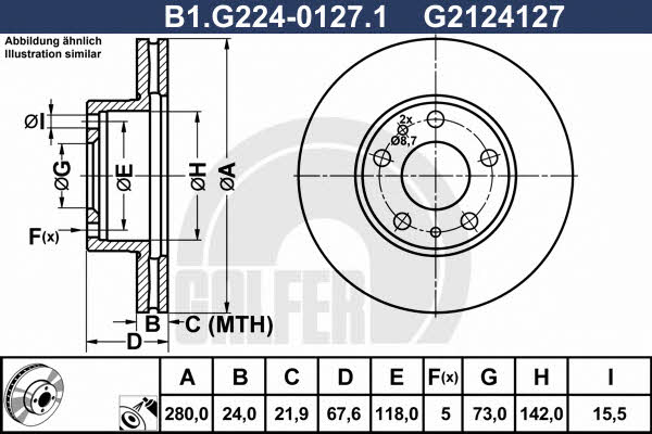 Galfer B1.G224-0127.1 Wentylowana przednia tarcza hamulcowa B1G22401271: Dobra cena w Polsce na 2407.PL - Kup Teraz!
