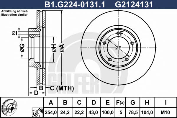Galfer B1.G224-0131.1 Диск гальмівний передній вентильований B1G22401311: Приваблива ціна - Купити у Польщі на 2407.PL!