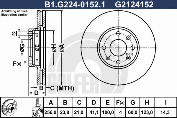 Galfer B1.G224-0152.1 Front brake disc ventilated B1G22401521: Buy near me in Poland at 2407.PL - Good price!