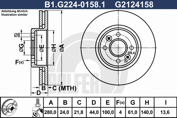 Galfer B1.G224-0158.1 Front brake disc ventilated B1G22401581: Buy near me in Poland at 2407.PL - Good price!
