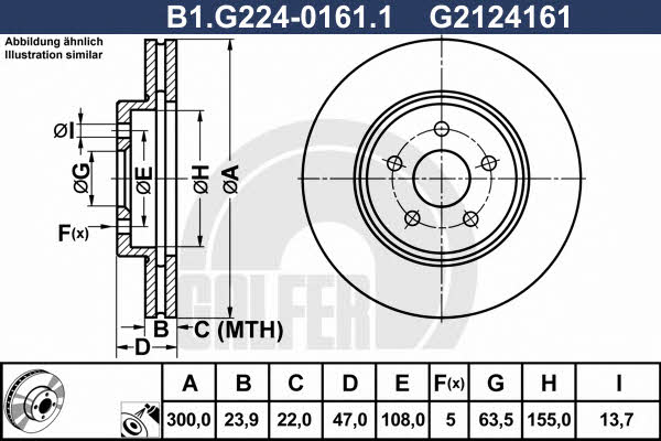 Galfer B1.G224-0161.1 Front brake disc ventilated B1G22401611: Buy near me in Poland at 2407.PL - Good price!
