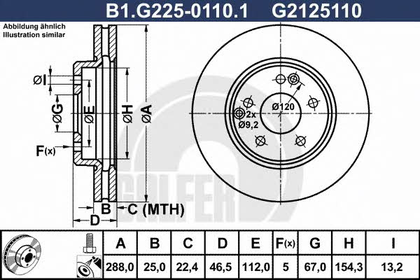 Galfer B1.G225-0110.1 Front brake disc ventilated B1G22501101: Buy near me in Poland at 2407.PL - Good price!
