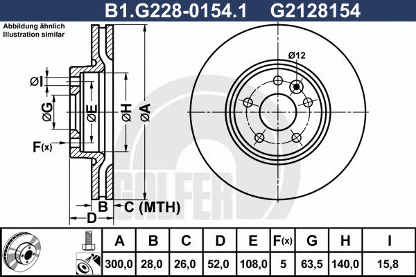 Galfer B1.G228-0154.1 Front brake disc ventilated B1G22801541: Buy near me in Poland at 2407.PL - Good price!