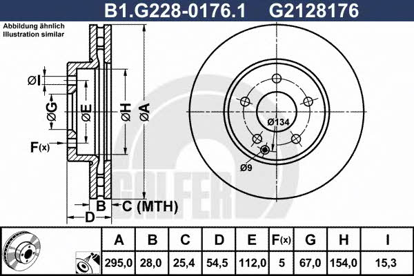 Galfer B1.G228-0176.1 Front brake disc ventilated B1G22801761: Buy near me in Poland at 2407.PL - Good price!