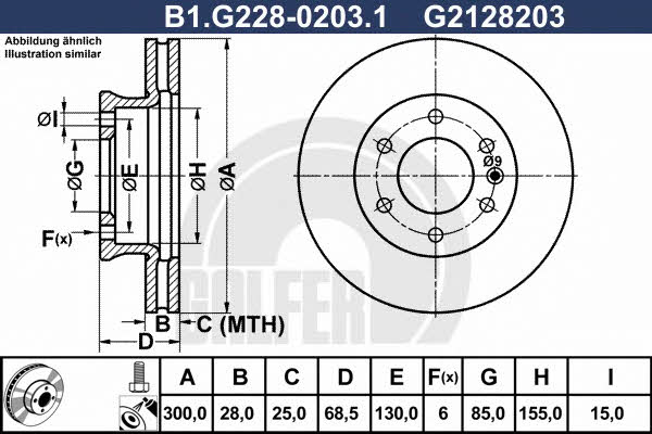 Galfer B1.G228-0203.1 Front brake disc ventilated B1G22802031: Buy near me in Poland at 2407.PL - Good price!