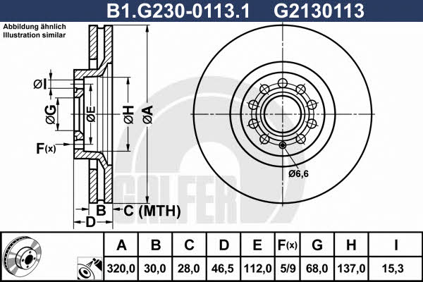 Galfer B1.G230-0113.1 Front brake disc ventilated B1G23001131: Buy near me in Poland at 2407.PL - Good price!