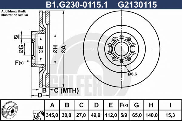 Galfer B1.G230-0115.1 Front brake disc ventilated B1G23001151: Buy near me in Poland at 2407.PL - Good price!