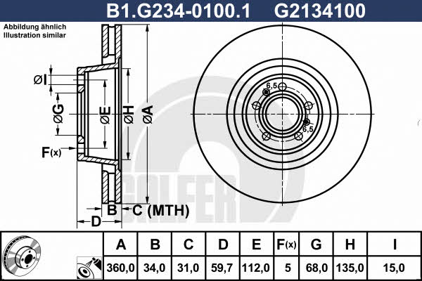 Galfer B1.G234-0100.1 Front brake disc ventilated B1G23401001: Buy near me in Poland at 2407.PL - Good price!