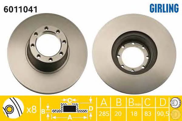 Girling 6011041 Front brake disc ventilated 6011041: Buy near me in Poland at 2407.PL - Good price!
