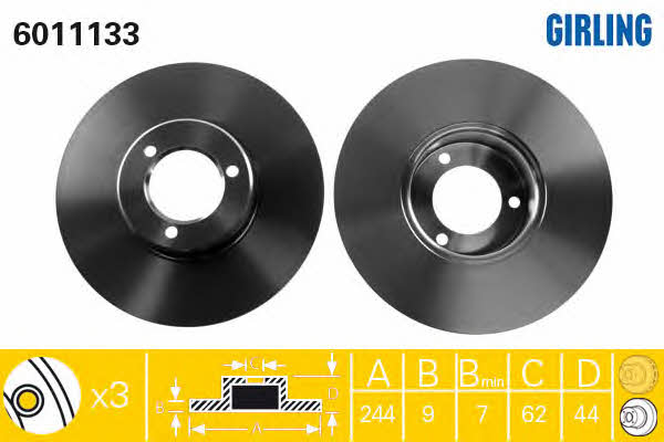 Girling 6011133 Unventilated front brake disc 6011133: Buy near me in Poland at 2407.PL - Good price!