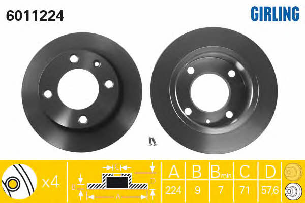 Girling 6011224 Bremsscheibe hinten, unbelüftet 6011224: Kaufen Sie zu einem guten Preis in Polen bei 2407.PL!