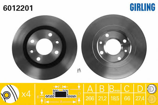 Girling 6012201 Front brake disc ventilated 6012201: Buy near me in Poland at 2407.PL - Good price!