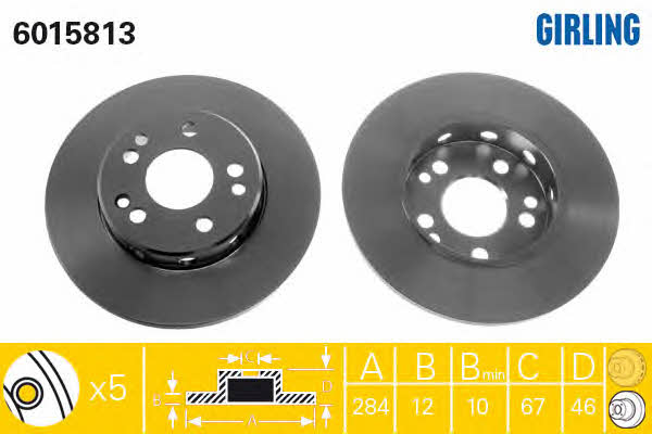 Girling 6015813 Unventilated front brake disc 6015813: Buy near me in Poland at 2407.PL - Good price!
