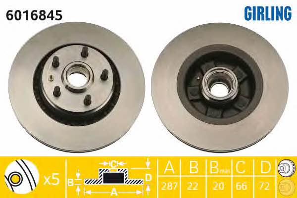 Girling 6016845 Front brake disc ventilated 6016845: Buy near me in Poland at 2407.PL - Good price!
