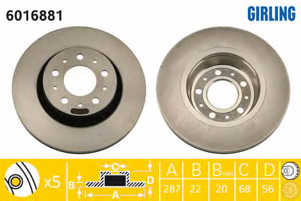 Girling 6016881 Wentylowana przednia tarcza hamulcowa 6016881: Dobra cena w Polsce na 2407.PL - Kup Teraz!