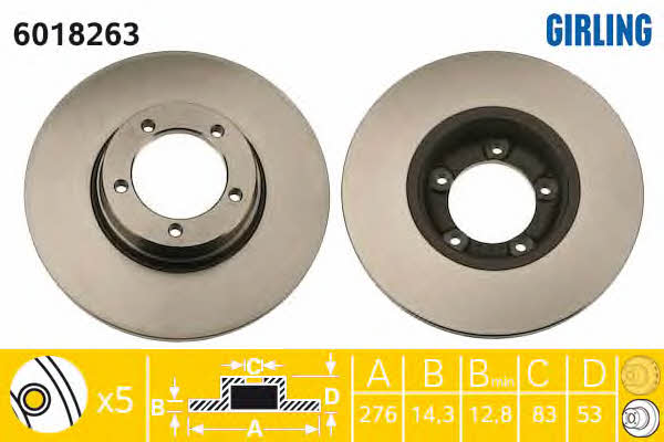 Girling 6018263 Unventilated front brake disc 6018263: Buy near me in Poland at 2407.PL - Good price!