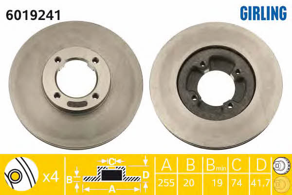 Girling 6019241 Front brake disc ventilated 6019241: Buy near me in Poland at 2407.PL - Good price!