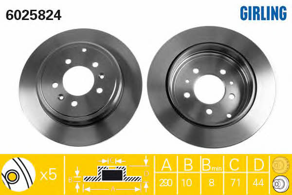 Girling 6025824 Тормозной диск задний невентилируемый 6025824: Отличная цена - Купить в Польше на 2407.PL!