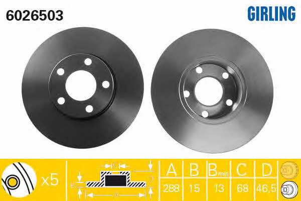 Girling 6026503 Unventilated front brake disc 6026503: Buy near me in Poland at 2407.PL - Good price!