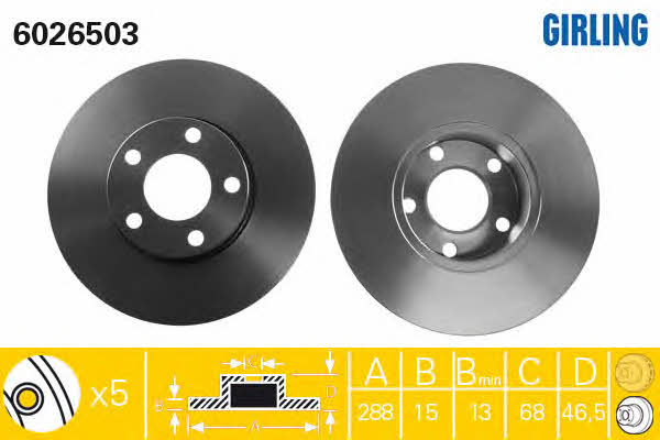 Girling 6026503 Unbelüftete Bremsscheibe vorne 6026503: Kaufen Sie zu einem guten Preis in Polen bei 2407.PL!