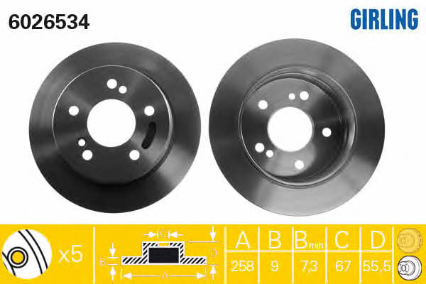 Girling 6026534 Rear brake disc, non-ventilated 6026534: Buy near me in Poland at 2407.PL - Good price!