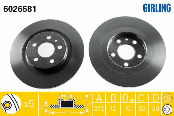 Girling 6026581 Front brake disc ventilated 6026581: Buy near me in Poland at 2407.PL - Good price!