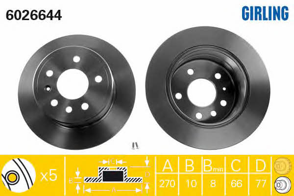 Girling 6026644 Bremsscheibe hinten, unbelüftet 6026644: Kaufen Sie zu einem guten Preis in Polen bei 2407.PL!