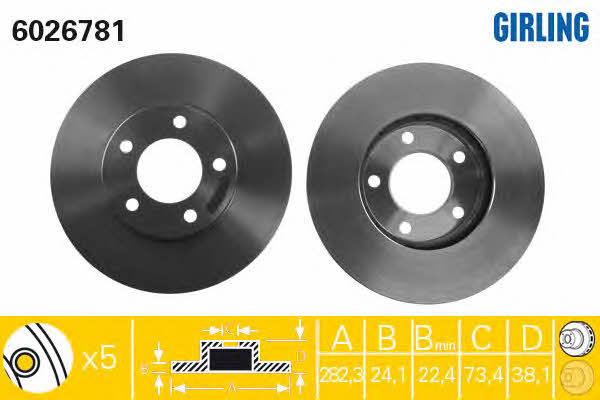 Girling 6026781 Front brake disc ventilated 6026781: Buy near me in Poland at 2407.PL - Good price!
