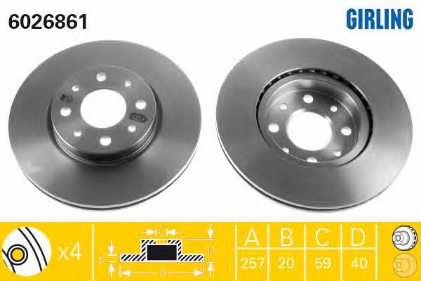 Girling 6026861 Front brake disc ventilated 6026861: Buy near me in Poland at 2407.PL - Good price!