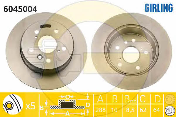 Girling 6045004 Rear brake disc, non-ventilated 6045004: Buy near me at 2407.PL in Poland at an Affordable price!