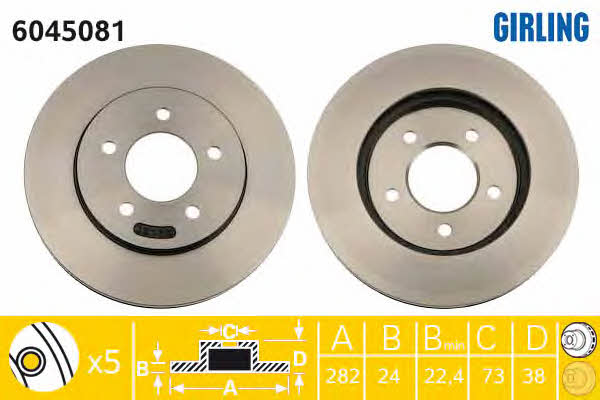 Girling 6045081 Front brake disc ventilated 6045081: Buy near me in Poland at 2407.PL - Good price!