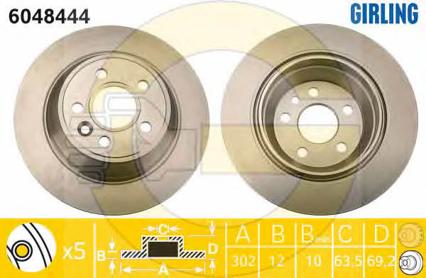 Girling 6048444 Rear brake disc, non-ventilated 6048444: Buy near me in Poland at 2407.PL - Good price!