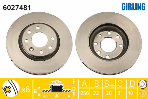 Girling 6027481 Front brake disc ventilated 6027481: Buy near me in Poland at 2407.PL - Good price!